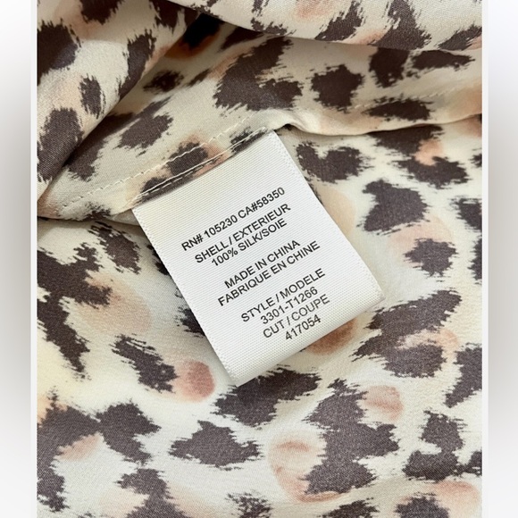 Joie Iva Silk Blouse Shirt Top Small Pink Grey Leopard Animal Print - Picture 5 of 5